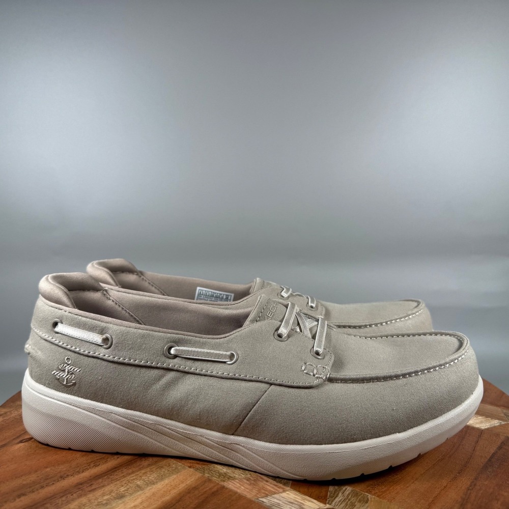 Skechers Relaxed Fit 139222 Taupe Boat Shoes Womens 8.5 Air-Cooled Goga Mat
